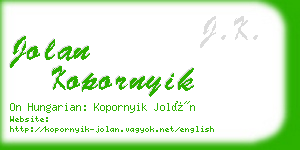 jolan kopornyik business card